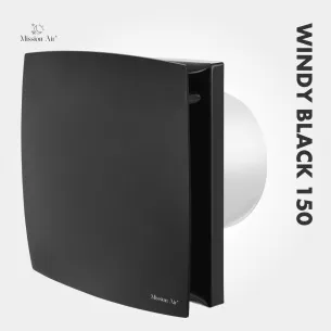 Wentylator łazienkowy WINDY 150 mm | z klapką zwrotną, Czarny 2