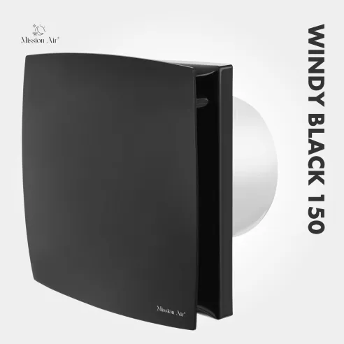 WINDY 150 mm Bathroom Fan | With Backdraft Shutter, Black