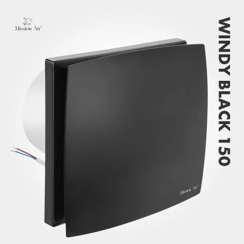 WINDY 150 mm Bathroom Fan | With Backdraft Shutter, Black