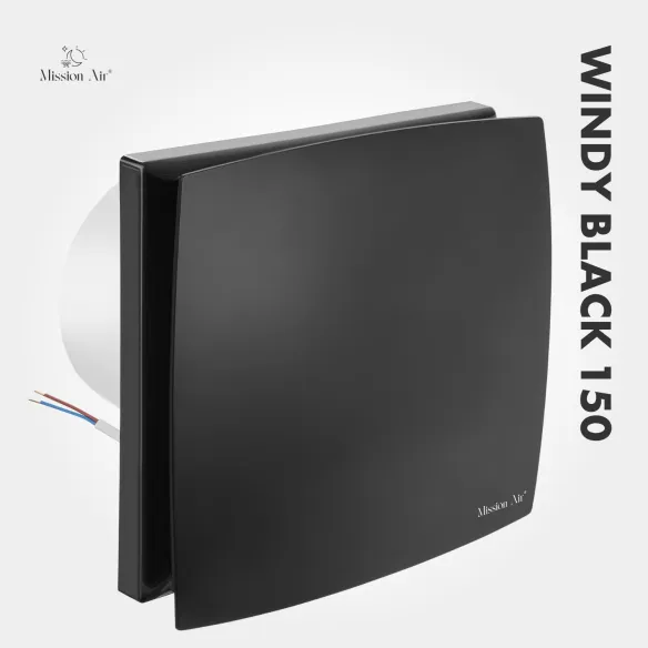 WINDY 150 mm Bathroom Fan | With Backdraft Shutter, Black