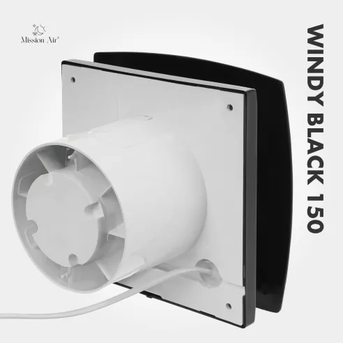 WINDY 150 mm Bathroom Fan | With Backdraft Shutter, Black