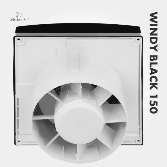 WINDY 150 mm Bathroom Fan | With Backdraft Shutter, Black