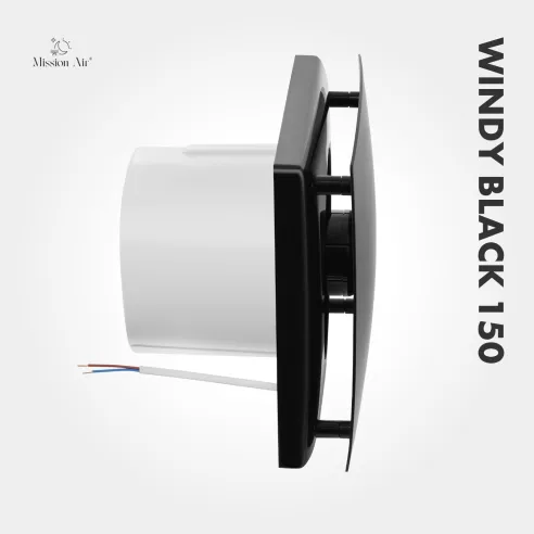 WINDY 150 mm Bathroom Fan | With Backdraft Shutter, Black