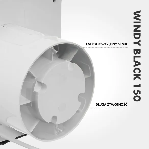 WINDY 150 mm Bathroom Fan | With Backdraft Shutter, Black