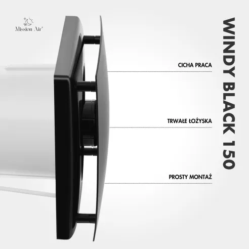 WINDY 150 mm Bathroom Fan | With Backdraft Shutter, Black
