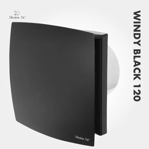 WINDY 120 mm Bathroom Fan | With Backdraft Shutter, Black