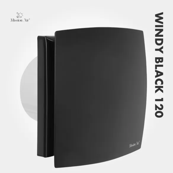 WINDY 120 mm Bathroom Fan | With Backdraft Shutter, Black