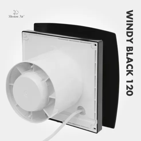 WINDY 120 mm Bathroom Fan | With Backdraft Shutter, Black