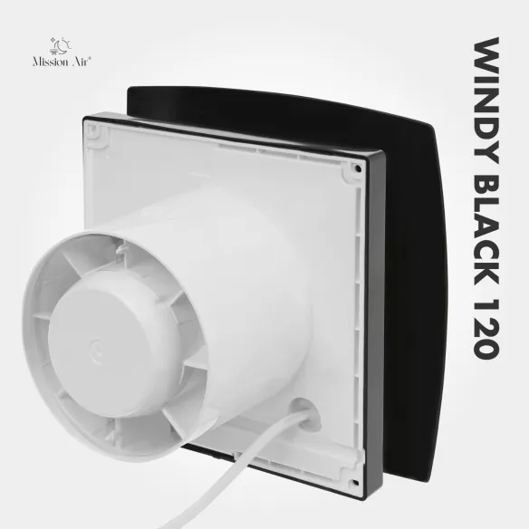WINDY 120 mm Bathroom Fan | With Backdraft Shutter, Black