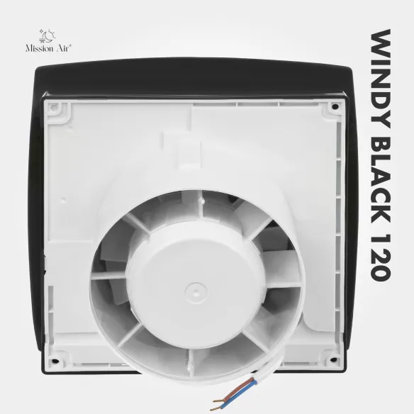 WINDY 120 mm Bathroom Fan | With Backdraft Shutter, Black