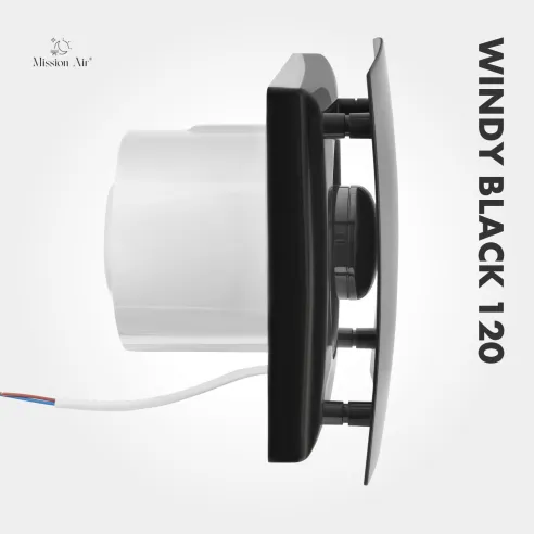 WINDY 120 mm Bathroom Fan | With Backdraft Shutter, Black