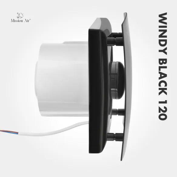 WINDY 120 mm Bathroom Fan | With Backdraft Shutter, Black