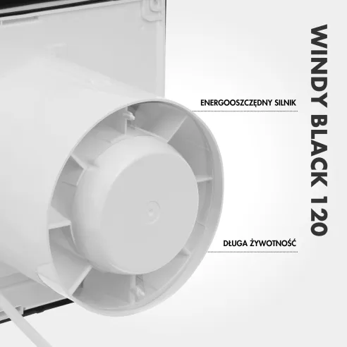 WINDY 120 mm Bathroom Fan | With Backdraft Shutter, Black