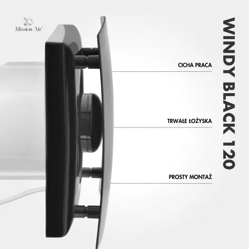 WINDY 120 mm Bathroom Fan | With Backdraft Shutter, Black