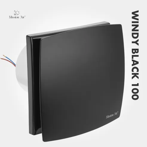 Wentylator łazienkowy WINDY 100 mm | z klapką zwrotną, Czarny