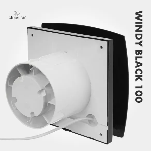 WINDY 100 mm Bathroom Fan | With Backdraft Shutter, Black