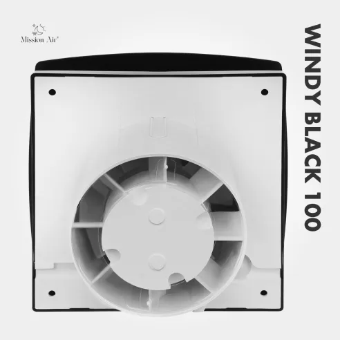 WINDY 100 mm Bathroom Fan | With Backdraft Shutter, Black