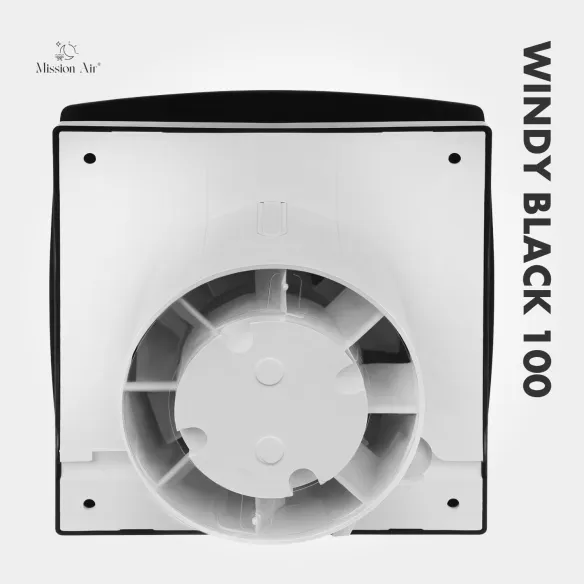 WINDY 100 mm Bathroom Fan | With Backdraft Shutter, Black