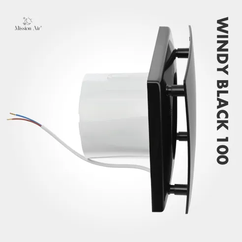Wentylator łazienkowy WINDY 100 mm | z klapką zwrotną, Czarny
