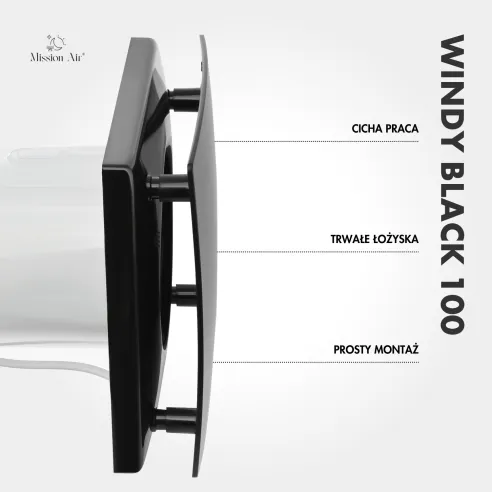 WINDY 100 mm Bathroom Fan | With Backdraft Shutter, Black