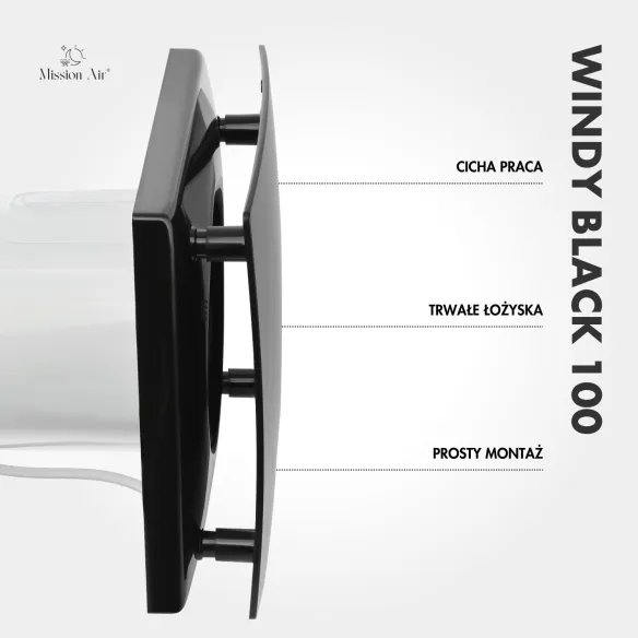 WINDY 100 mm Bathroom Fan | With Backdraft Shutter, Black