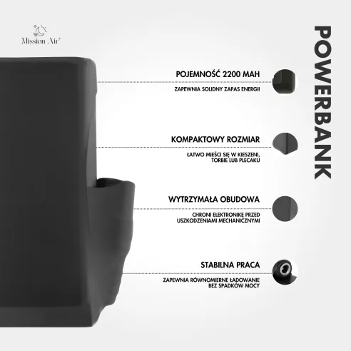 Powerbank 2200 mAh | Kompaktowy do odzieży i akcesoriów USB