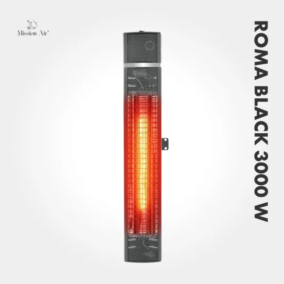 ROMA BLACK 3000 W Wall-Mounted Infrared Heater | Adjustable Angle, IPX4