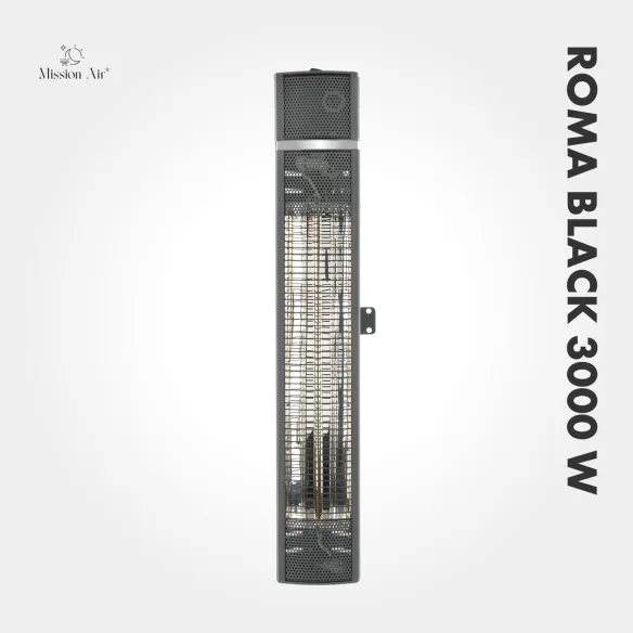 Promiennik ścienny ROMA BLACK 3000 W | Regulacja kąta, Czarny