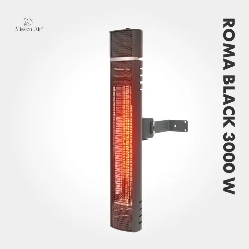 Promiennik ścienny ROMA BLACK 3000 W | Regulacja kąta, Czarny