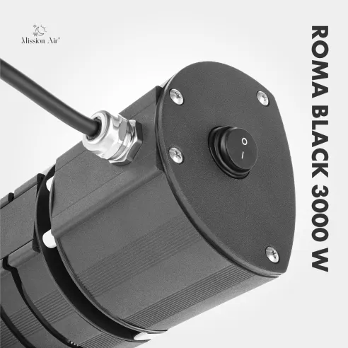 Promiennik ścienny ROMA BLACK 3000 W | Regulacja kąta, Czarny