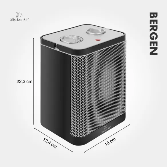 BERGEN 1500 W Fan Heater | 2 Power Levels, Safety Protection, IP20