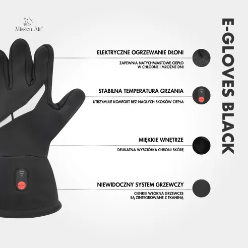 E-GLOVES BLACK Heated Gloves | Electric, USB + 2× Power Banks