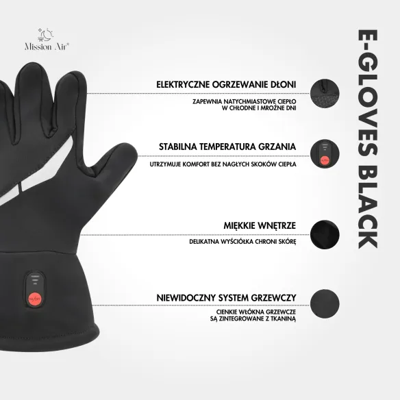 E-GLOVES BLACK Heated Gloves | Electric, USB + 2× Power Banks