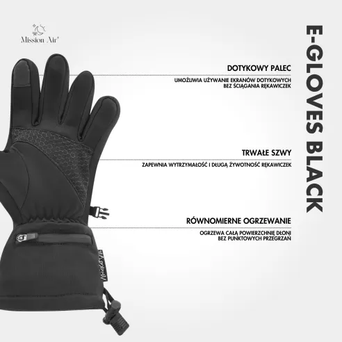 E-GLOVES BLACK Heated Gloves | Electric, USB + 2× Power Banks