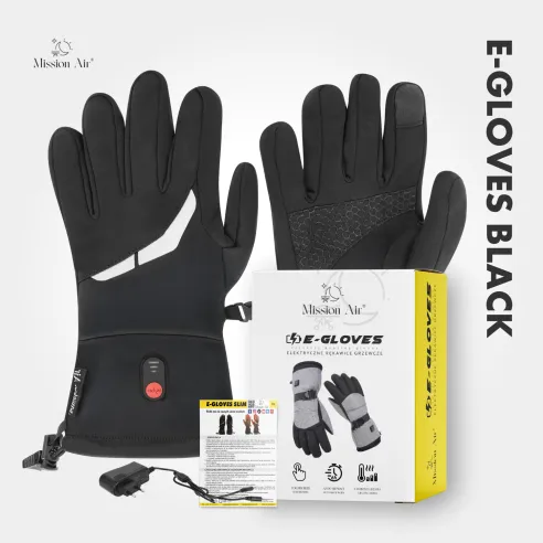 E-GLOVES BLACK Heated Gloves | Electric, USB + 2× Power Banks