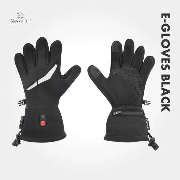 E-GLOVES BLACK Heated Gloves | Electric, USB + 2× Power Banks