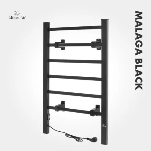 Grzejnik łazienkowy MALAGA BLACK 100 W | Drabinkowy, IP24 2w1