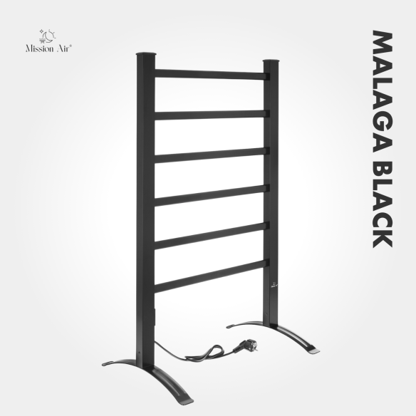 MALAGA BLACK 100 W Bathroom Ladder Heater | Electric, IP24, 2in1