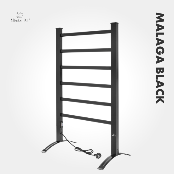 MALAGA BLACK 100 W Bathroom Ladder Heater | Electric, IP24, 2in1