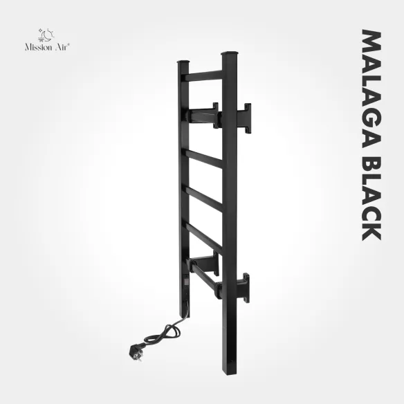 Grzejnik łazienkowy MALAGA BLACK 100 W | Drabinkowy, IP24 2w1