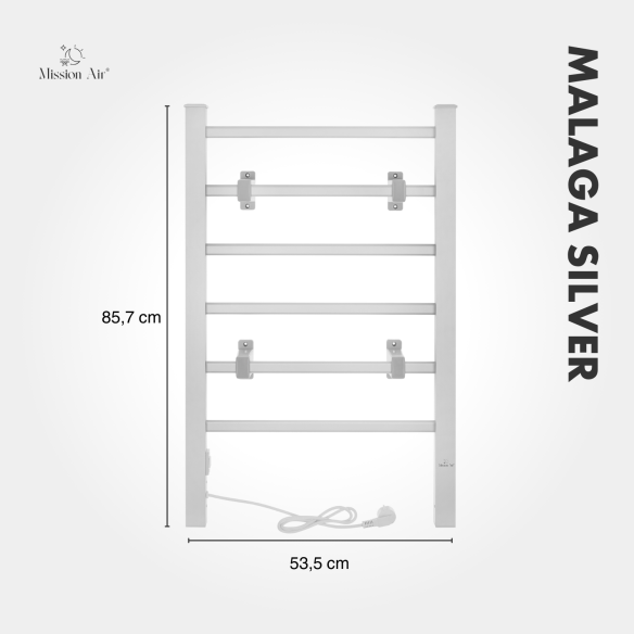 MALAGA SILVER 100 W Bathroom Ladder Heater | Electric, IP24, 2-in-1