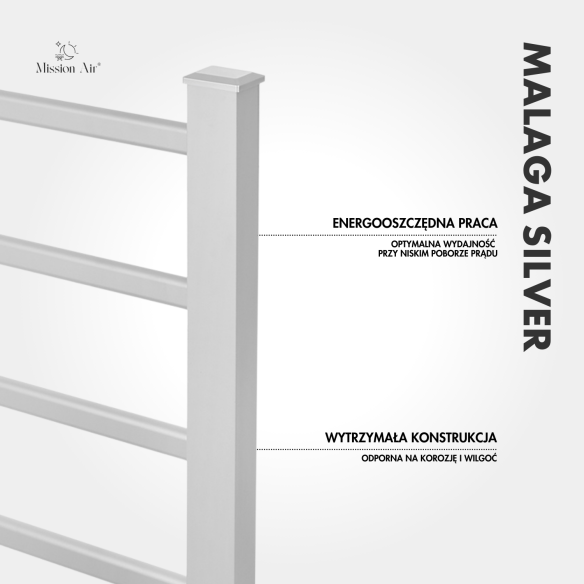 MALAGA SILVER 100 W Bathroom Ladder Heater | Electric, IP24, 2-in-1