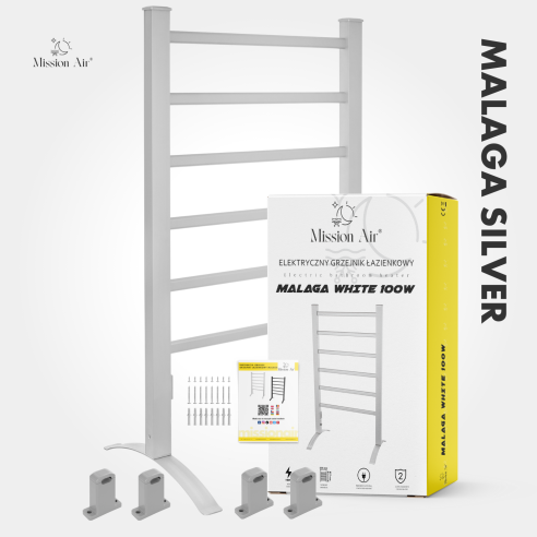 MALAGA SILVER 100 W Bathroom Ladder Heater | Electric, IP24, 2-in-1