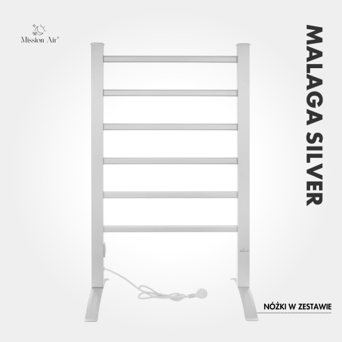 MALAGA SILVER 100 W Bathroom Ladder Heater | Electric, IP24, 2-in-1