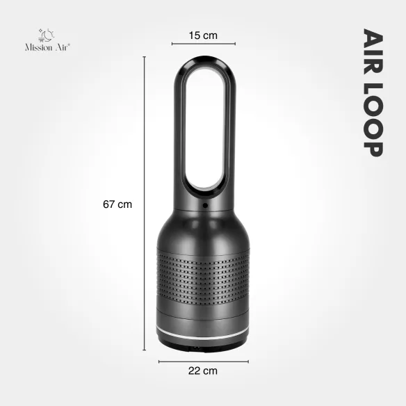 Wentylator bezłopatkowy AirLoop | HEPA, 8 prędkości, 67 cm | Szary