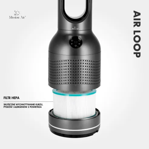 AirLoop Bladeless Fan | HEPA, 8 Speeds, 67 cm, Grey