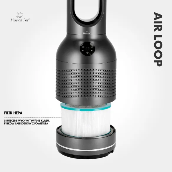 AirLoop Bladeless Fan | HEPA, 8 Speeds, 67 cm, Grey