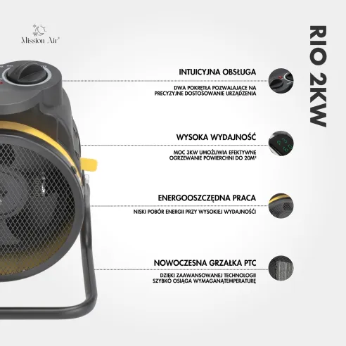 RIO PTC 2000 W Electric Air Heater | Compact
