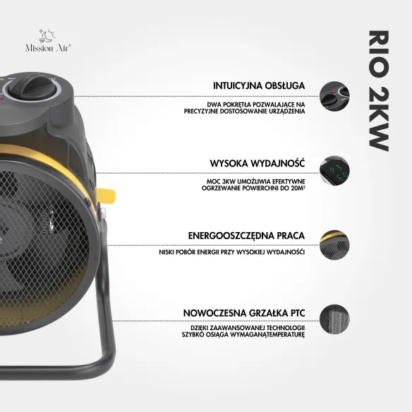 RIO PTC 2000 W Electric Air Heater | Compact