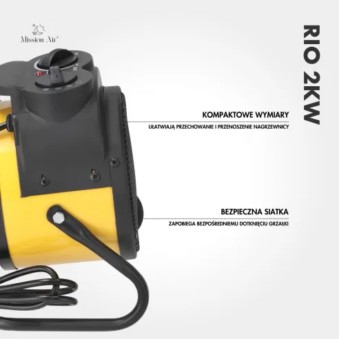 Elektryczna nagrzewnica powietrza RIO PTC 2000 W | Kompaktowa